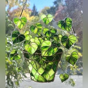Heart Leaf Ivy Houseplant Plant Lover Acrylic Window Hanging Sun Catcher New